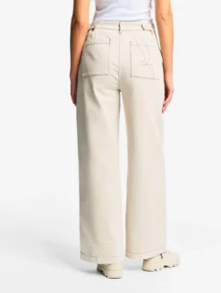 Pantalon marin en sergé léger avec taille réglable - Beige