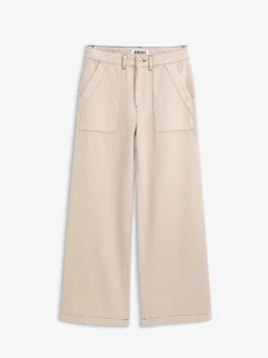 Pantalon marin en sergé léger avec taille réglable - Beige