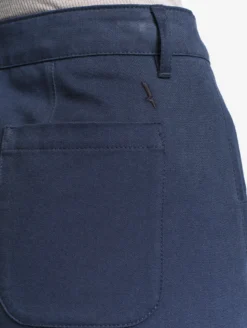 Pantalon taille haute carotte en toile de coton - Bleu