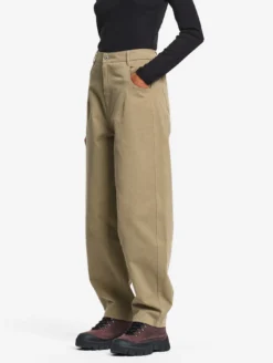 Pantalon taille haute carotte en toile de coton - Vert