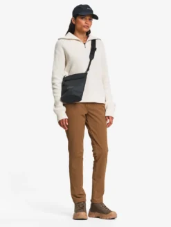 Pantalon taille haute droit en coton déperlant - Marron