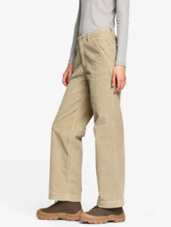 Pantalon taille haute regular en velours côtelé - Beige