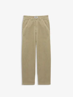 Pantalon taille haute regular en velours côtelé - Beige