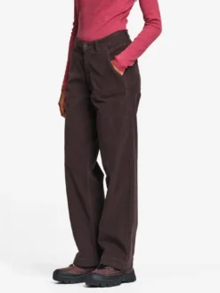 Pantalon taille haute regular en velours côtelé - Marron