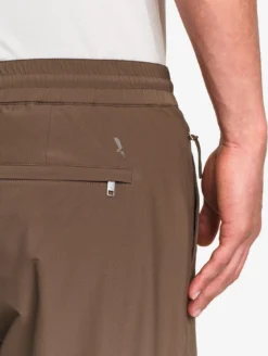 Pantalon taille mi-haute en twill stretch doublure polaire - Marron