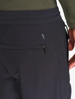 Pantalon taille mi-haute en twill stretch doublure polaire - Noir