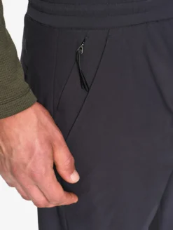 Pantalon taille mi-haute en twill stretch doublure polaire - Noir