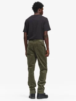 Pantalon taille mi-haute en velours côtelé - Kaki