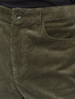 Pantalon taille mi-haute en velours côtelé - Kaki