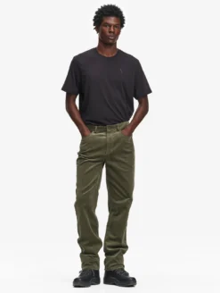 Pantalon taille mi-haute en velours côtelé - Kaki