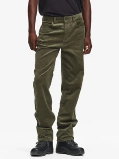 Pantalon taille mi-haute en velours côtelé - Kaki