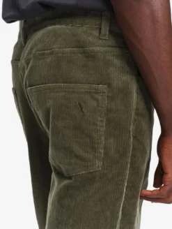 Pantalon taille mi-haute en velours côtelé - Kaki