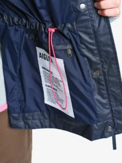 Parka courte cirée à col velours - Bleu