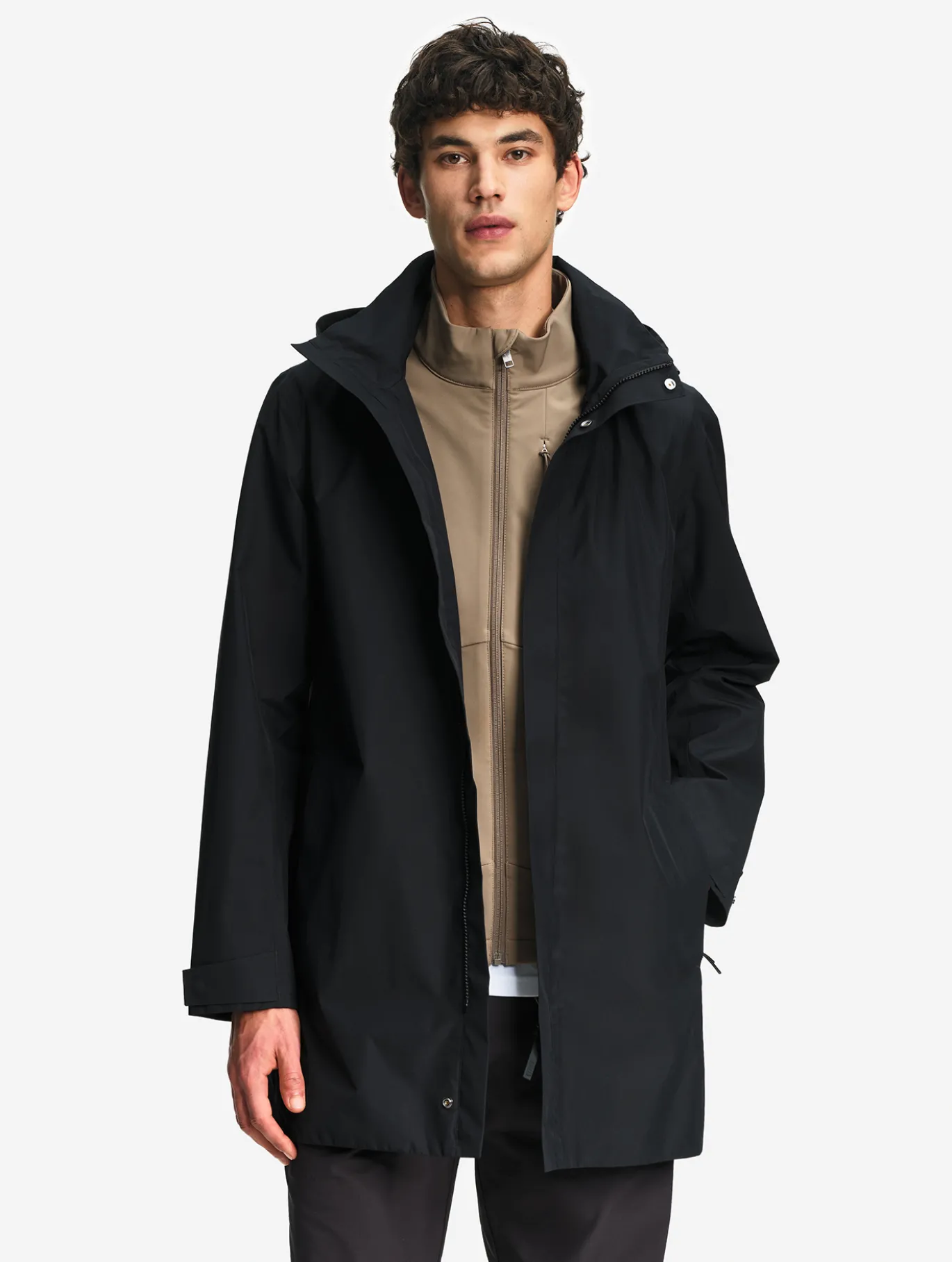 Parka GORE-TEX® longue 2 couches avec capuche retractable - Noir