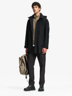 Parka GORE-TEX® longue 2 couches avec capuche retractable - Noir