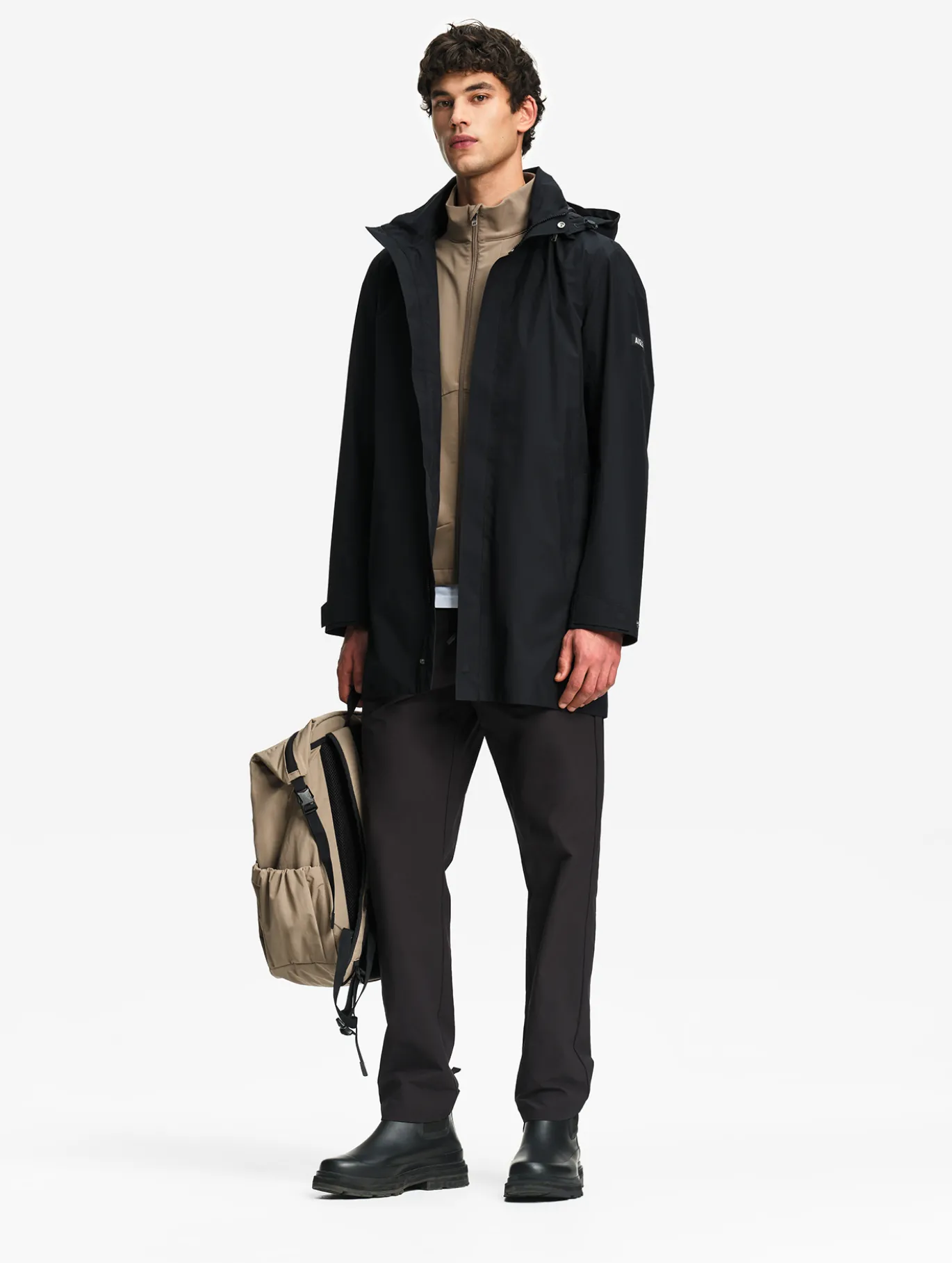 Parka GORE-TEX® longue 2 couches avec capuche retractable - Noir