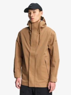 Parka MTD™ 3 couches toucher coton mi-longue à capuche - Marron
