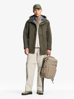 Parka MTD™ 3 couches toucher coton mi-longue à capuche - Kaki