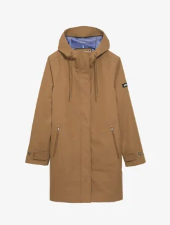 Parka MTD™ 3 couches toucher coton longue imperméable avec fentes - Marron
