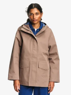 Parka MTD™ 3 couches toucher coton courte et évasée - Marron