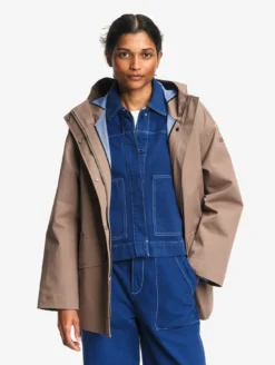 Parka MTD™ 3 couches toucher coton courte et évasée - Marron