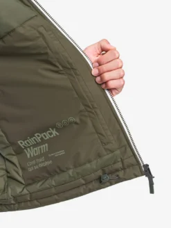 Parka Rainpack™ Warm 70 matelassée : coupe-vent mixte court imperméable MTD™ et pliable - Kaki