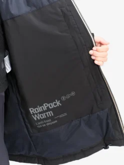 Parka Rainpack™ Warm 90 matelassée : coupe-vent mixte long imperméable MTD™ et pliable - Noir