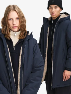 Parka Rainpack™ Warm 90+ sherpa : coupe-vent mixte long imperméable MTD™ et pliable - Bleu