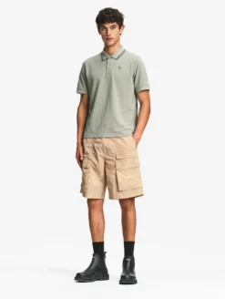 Polo Dry Fast™ à col rabattu avec logo sur la poitrine - Kaki