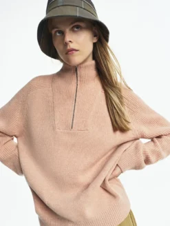 Pull camionneur en laine mélangée - Rose