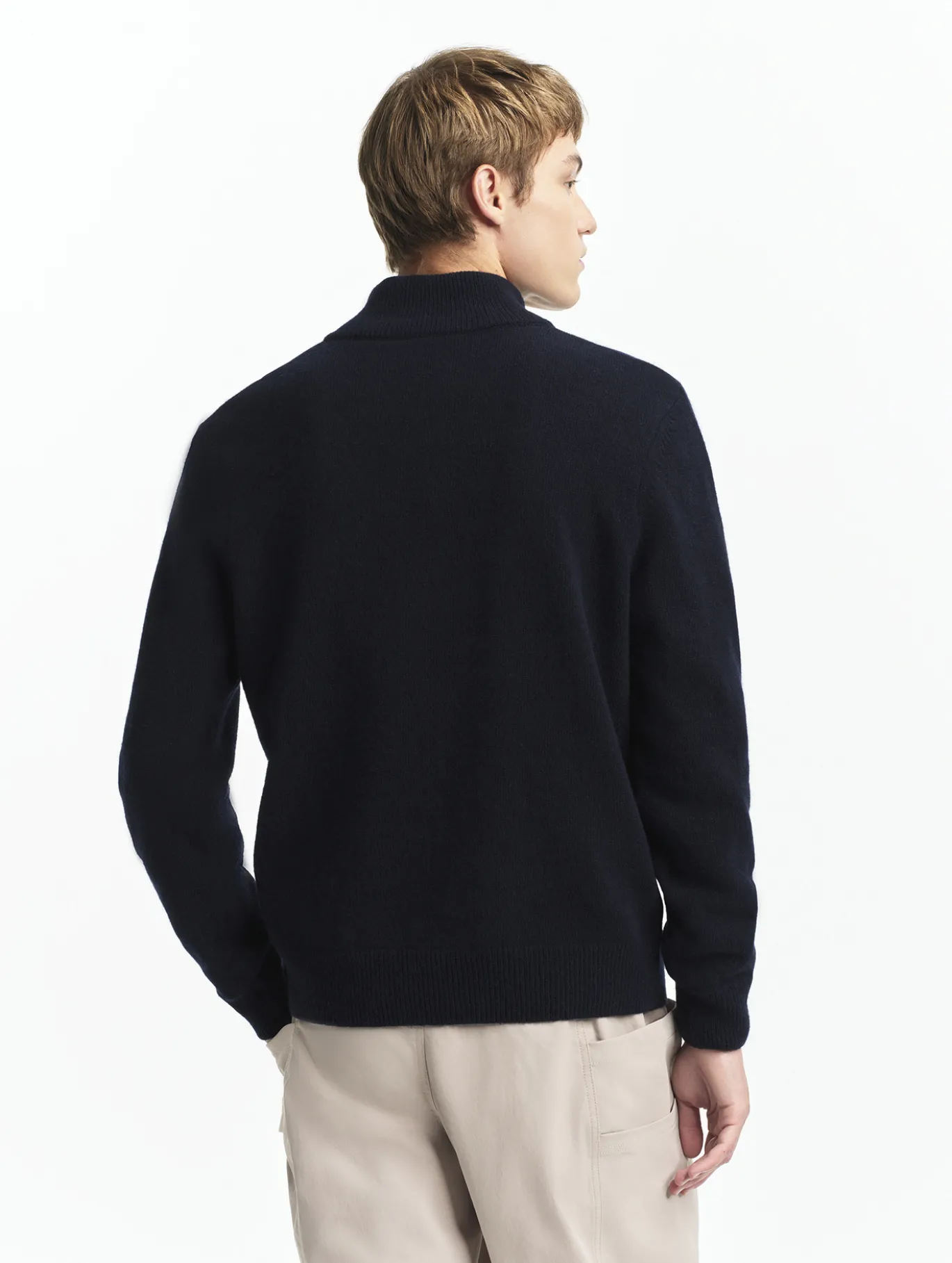 Pull à col camioneur en laine mélangée - Bleu