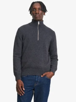 Pull à col camioneur en laine mélangée - Gris
