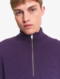 Pull à col camioneur en laine mélangée - Violet