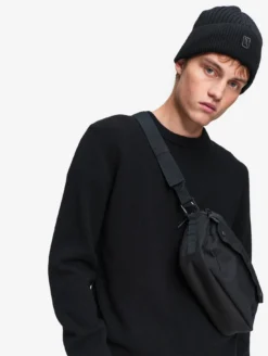Pull col rond en laine mélangée - Noir