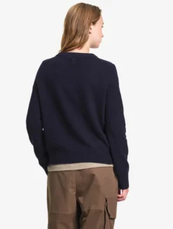 Pull col rond en laine mérinos - Bleu
