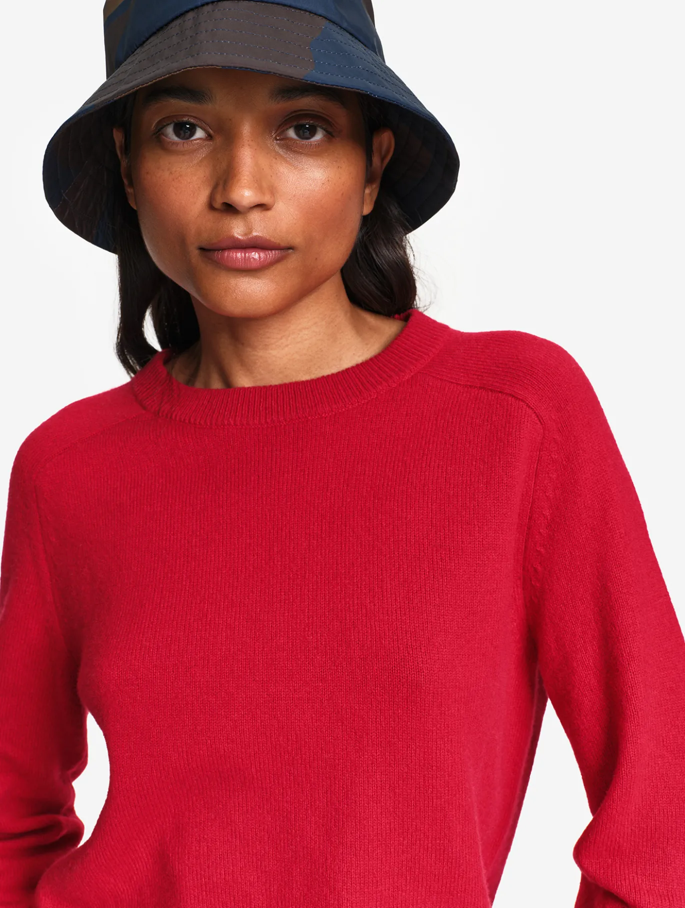 Pull col rond en laine mérinos - Rouge