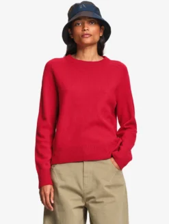 Pull col rond en laine mérinos - Rouge
