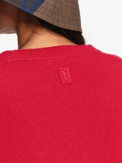 Pull col rond en laine mérinos - Rouge