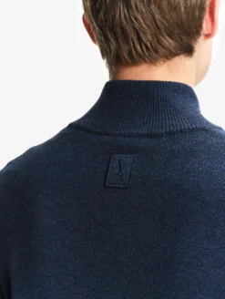Pull en coton et laine avec fermeture éclair - Bleu