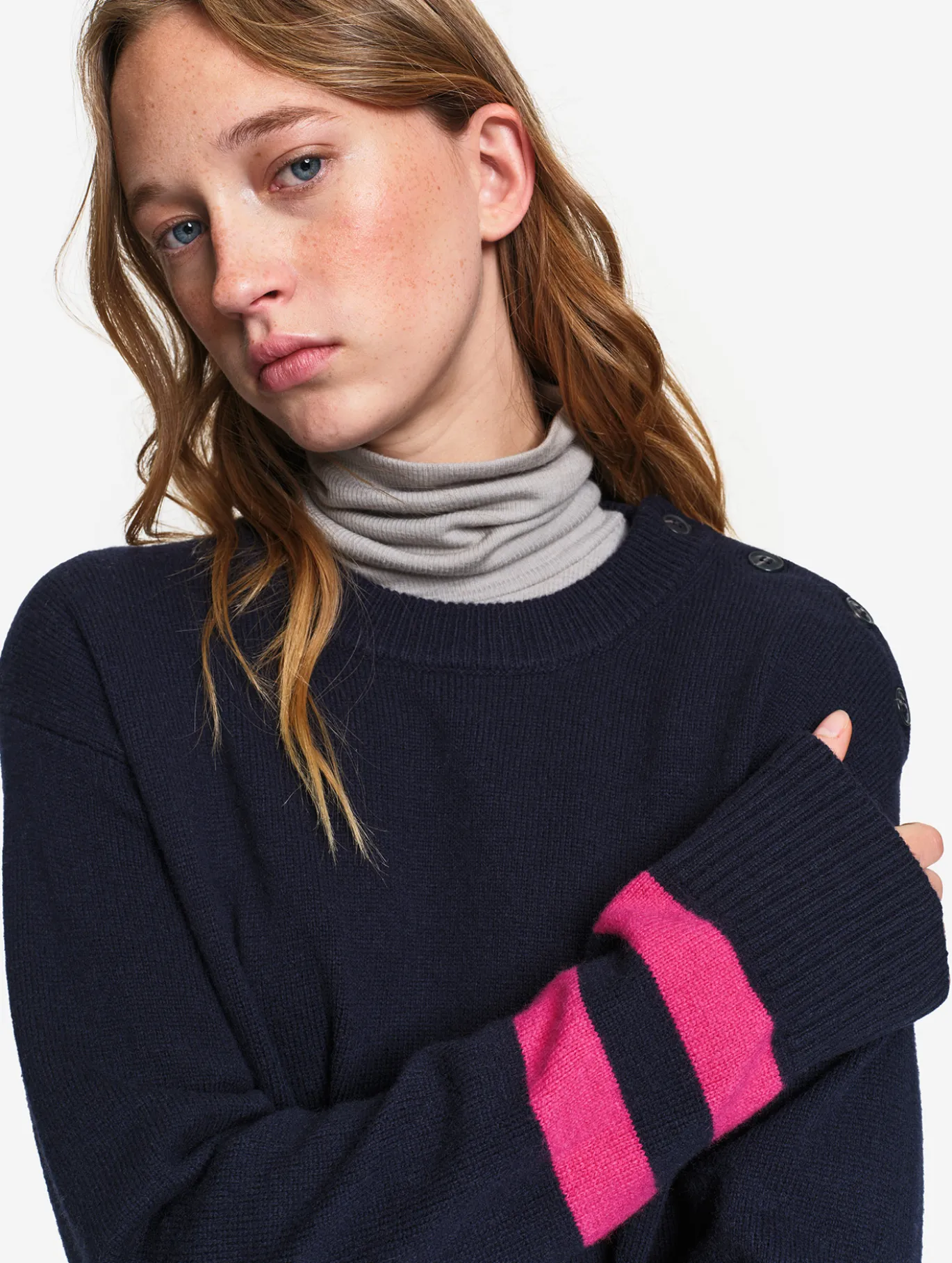 Pull en laine mérinos mélangée - Rouge