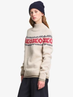 Pull jacquard en laine mérinos - Beige