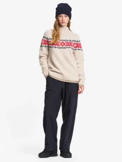Pull jacquard en laine mérinos - Beige