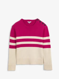 Pull marin rayé en coton et laine - Rose