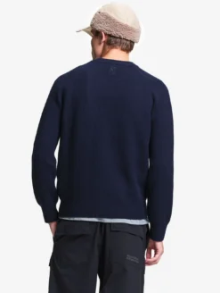 Pull raglan en laine côtelée mélangée - Bleu