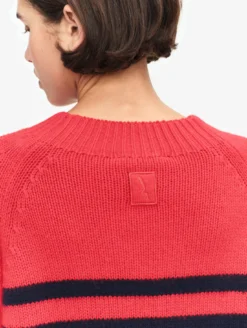 Pull rayé en laine mélangée - Rouge