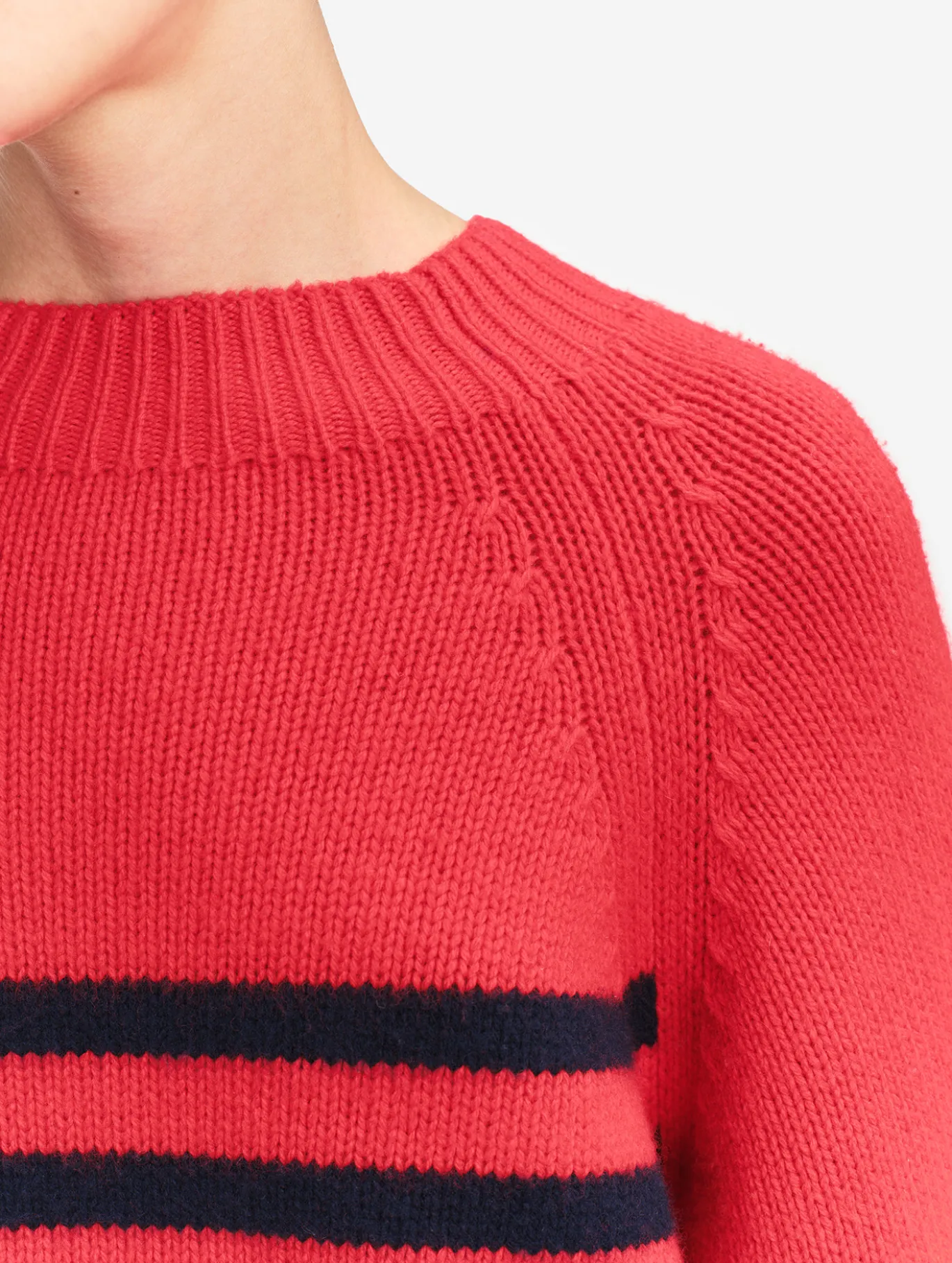 Pull rayé en laine mélangée - Rouge