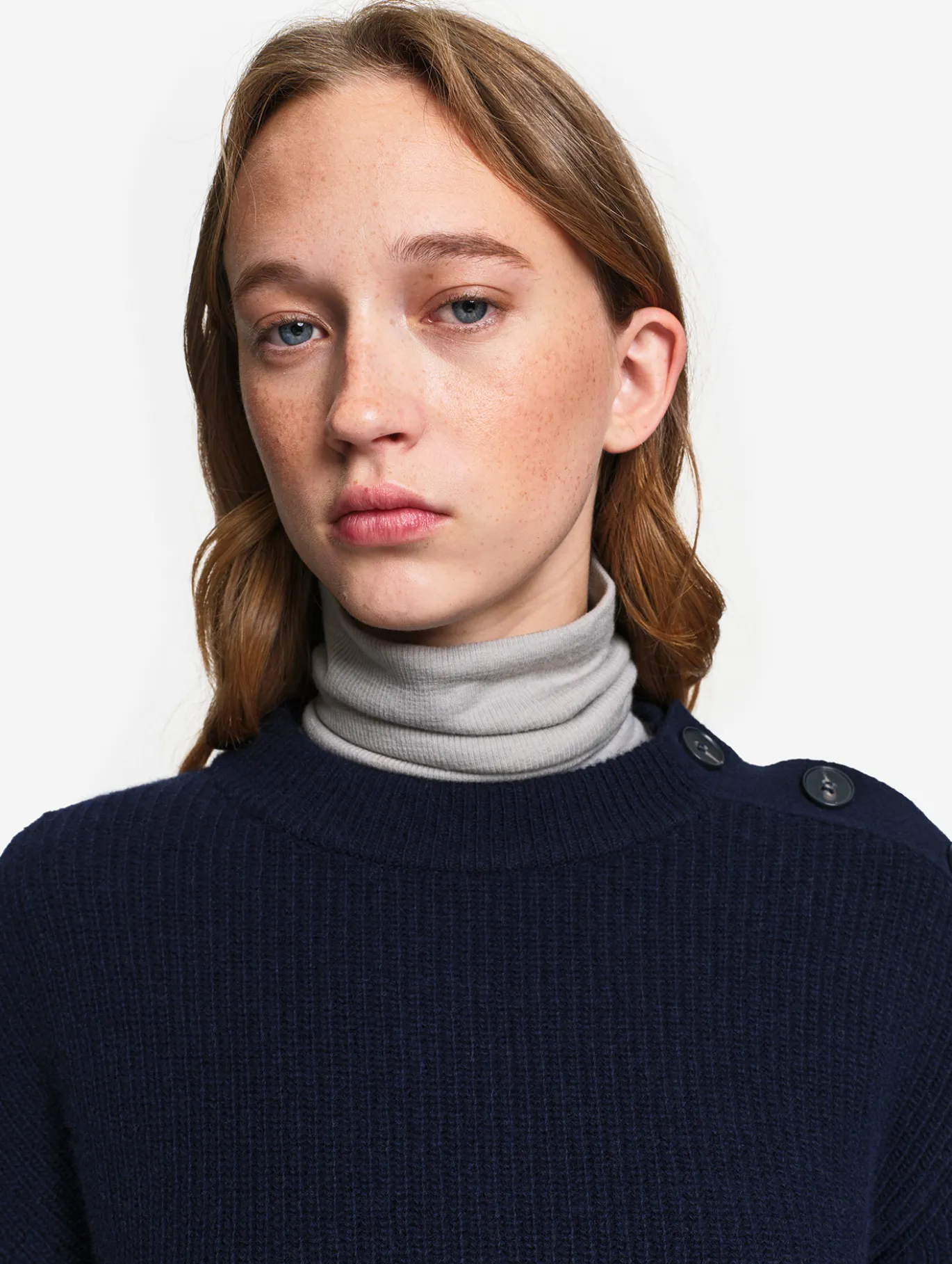 Pull texturé en laine mélangée - Bleu