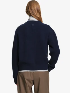 Pull texturé en laine mélangée - Bleu