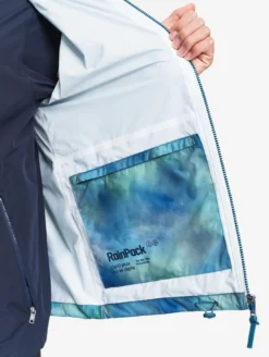 Rainpack™ 70 : coupe-vent imprimé mixte imperméable MTD™& UVC™, court et pliable - Bleu