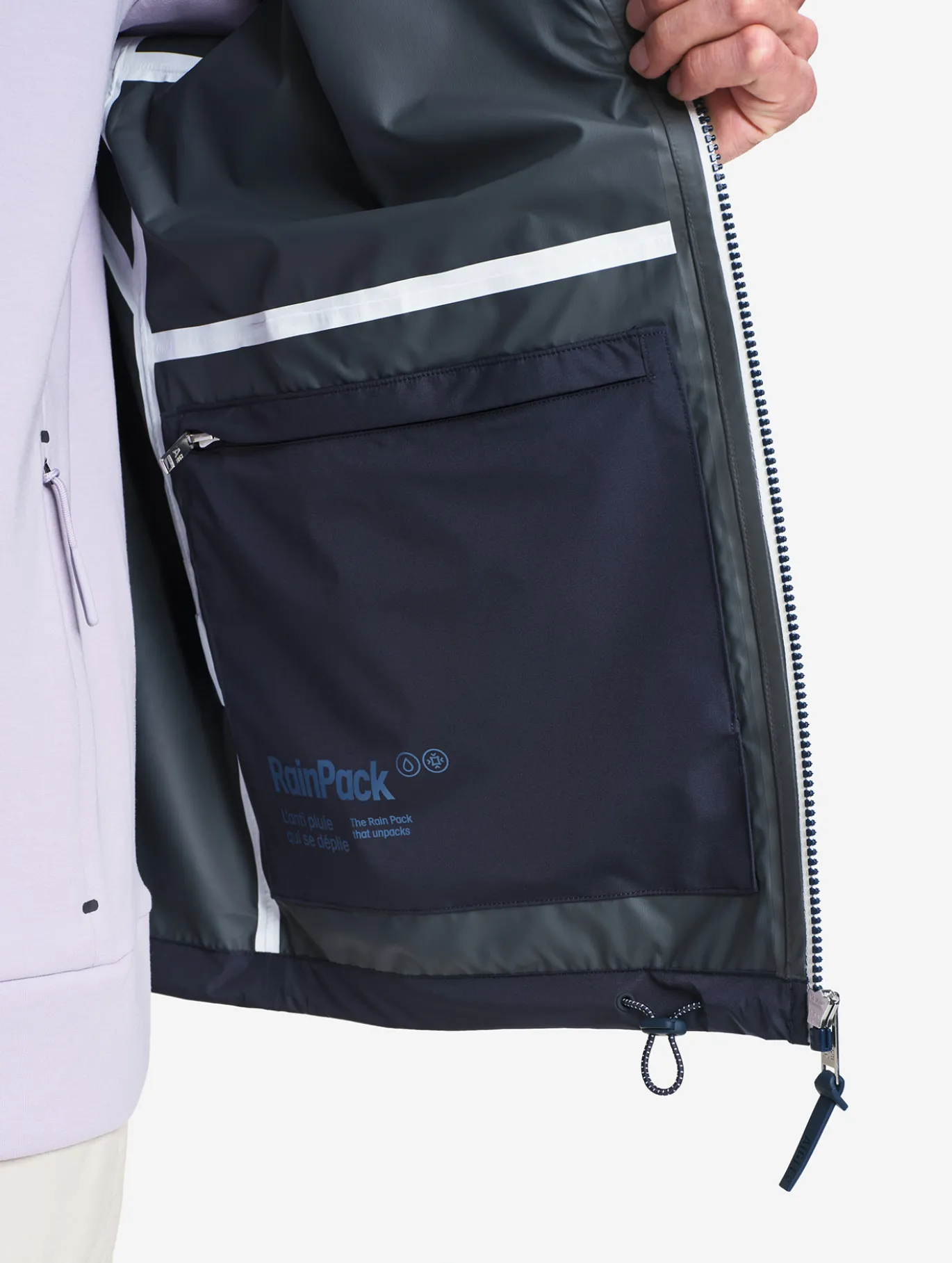 Rainpack™ 70 : coupe-vent mixte imperméable MTD™, court et pliable - Bleu